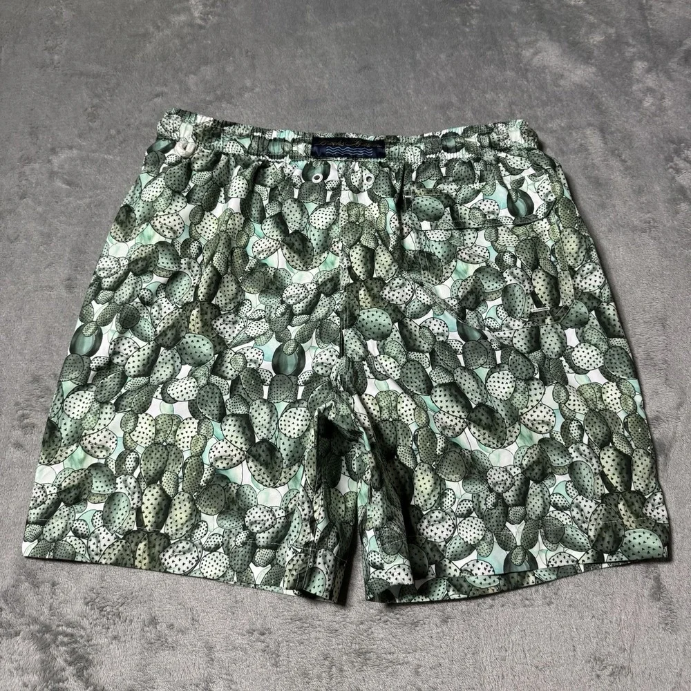 Brooks Brothers‎ Mens Green Cactus Print Lined Swim Trunks Size M Beach Vacation